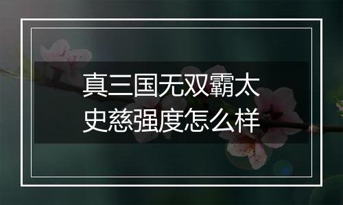 真三国无双霸太史慈强度怎么样