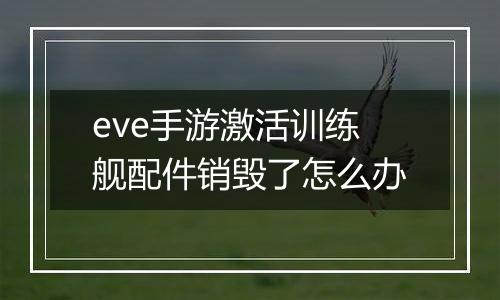 eve手游激活训练舰配件销毁了怎么办
