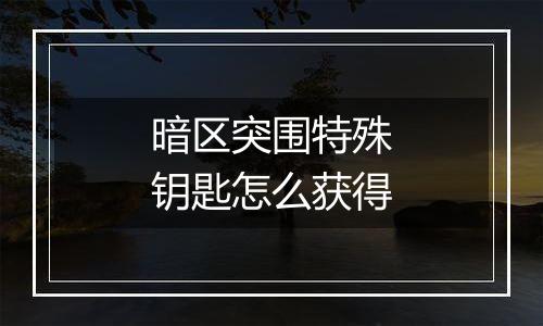 暗区突围特殊钥匙怎么获得