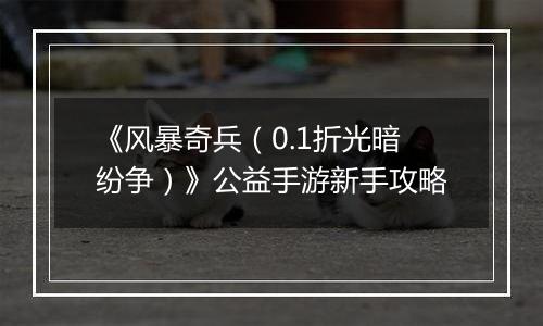 《风暴奇兵（0.1折光暗纷争）》公益手游新手攻略