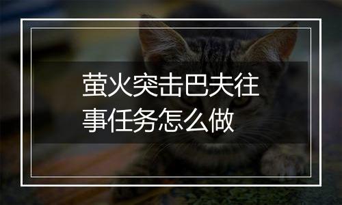 萤火突击巴夫往事任务怎么做