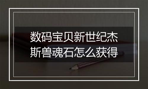 数码宝贝新世纪杰斯兽魂石怎么获得