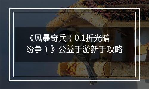 《风暴奇兵(0.1折光暗纷争)》公益手游新手攻略