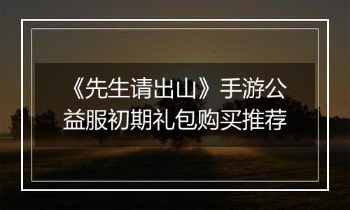 《先生请出山》手游公益服初期礼包购买推荐