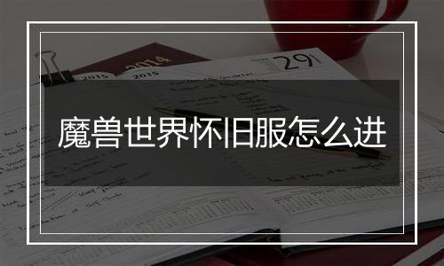 魔兽世界怀旧服怎么进