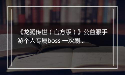 《龙腾传世（官方版）》公益服手游个人专属boss 一次刷个痛快