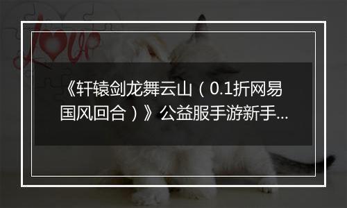 《轩辕剑龙舞云山(0.1折网易国风回合)》公益服手游新手攻略