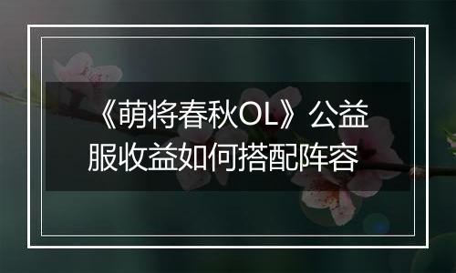 《萌将春秋OL》公益服收益如何搭配阵容