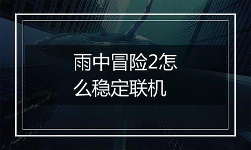 雨中冒险2怎么稳定联机