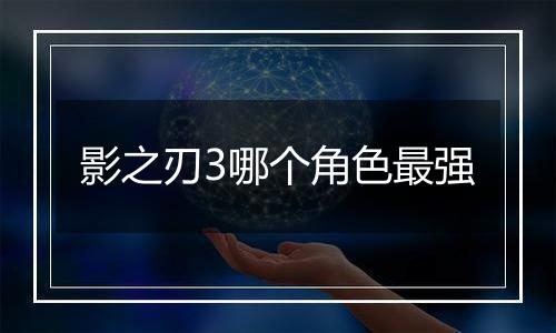 影之刃3哪个角色最强