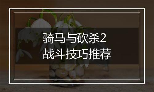 骑马与砍杀2战斗技巧推荐