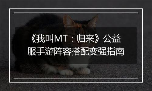 《我叫MT：归来》公益服手游阵容搭配变强指南