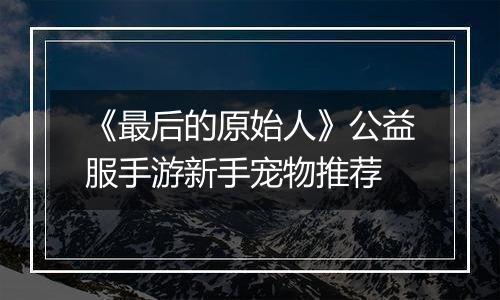 《最后的原始人》公益服手游新手宠物推荐