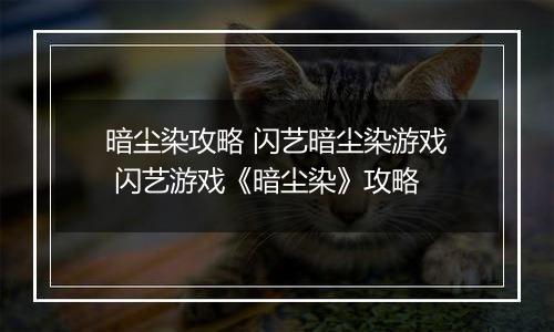 暗尘染攻略 闪艺暗尘染游戏 闪艺游戏《暗尘染》攻略
