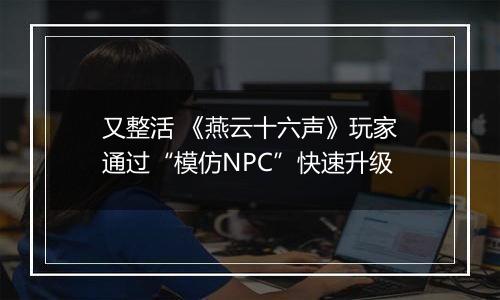 又整活 《燕云十六声》玩家通过“模仿NPC”快速升级