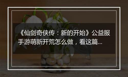 《仙剑奇侠传：新的开始》公益服手游萌新开荒怎么做，看这篇就够了！