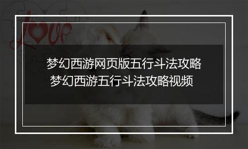 梦幻西游网页版五行斗法攻略 梦幻西游五行斗法攻略视频