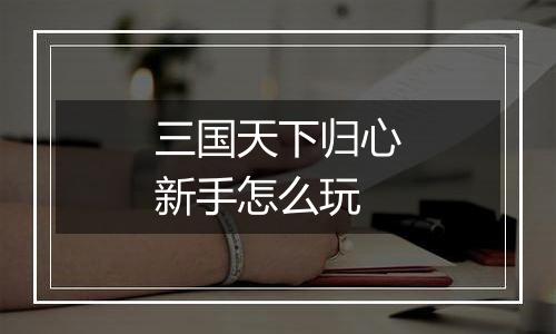 三国天下归心新手怎么玩