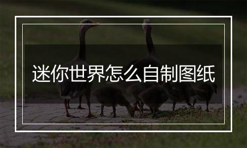 迷你世界怎么自制图纸