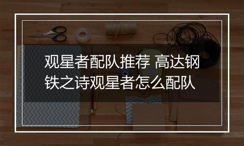 观星者配队推荐 高达钢铁之诗观星者怎么配队