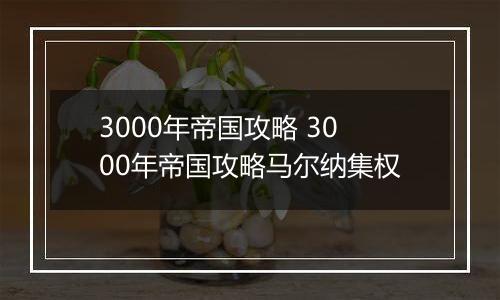 3000年帝国攻略 3000年帝国攻略马尔纳集权