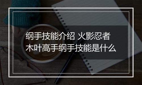 纲手技能介绍 火影忍者木叶高手纲手技能是什么