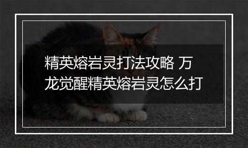 精英熔岩灵打法攻略 万龙觉醒精英熔岩灵怎么打