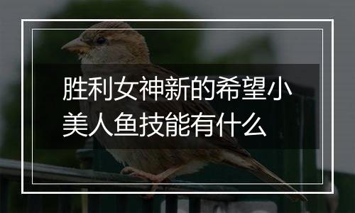 胜利女神新的希望小美人鱼技能有什么