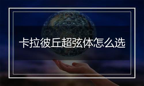 卡拉彼丘超弦体怎么选