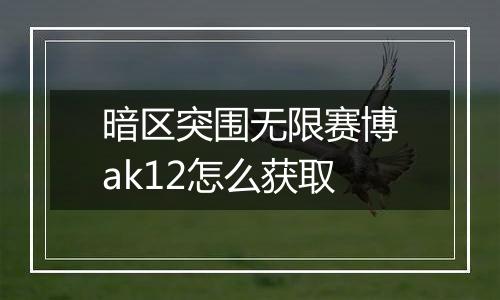 暗区突围无限赛博ak12怎么获取