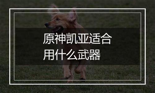 原神凯亚适合用什么武器