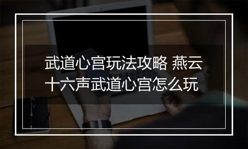 武道心宫玩法攻略 燕云十六声武道心宫怎么玩