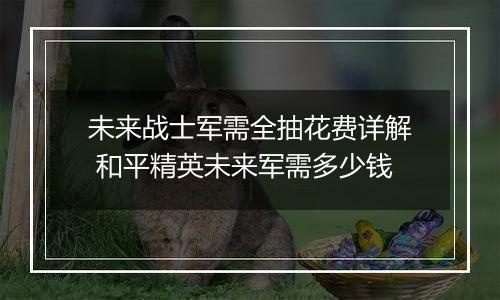 未来战士军需全抽花费详解 和平精英未来军需多少钱