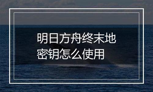 明日方舟终末地密钥怎么使用