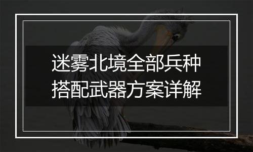 迷雾北境全部兵种搭配武器方案详解
