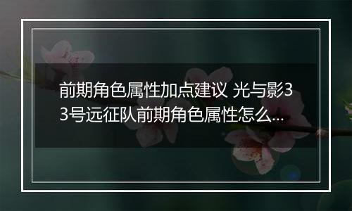 前期角色属性加点建议 光与影33号远征队前期角色属性怎么加点