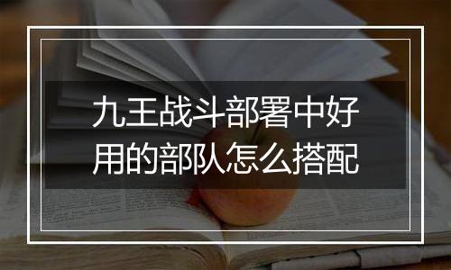 九王战斗部署中好用的部队怎么搭配