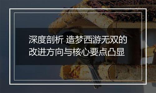深度剖析 造梦西游无双的改进方向与核心要点凸显