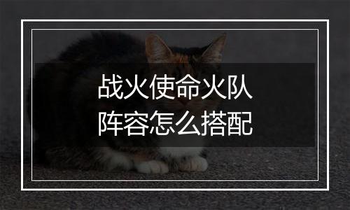 战火使命火队阵容怎么搭配
