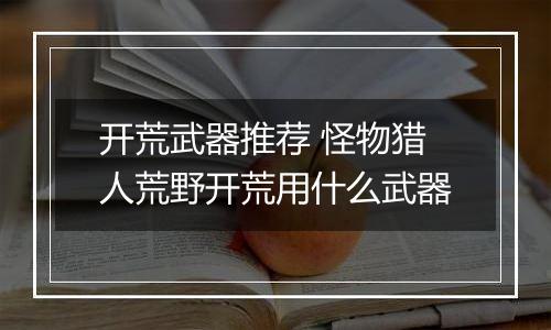 开荒武器推荐 怪物猎人荒野开荒用什么武器