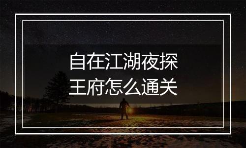 自在江湖夜探王府怎么通关