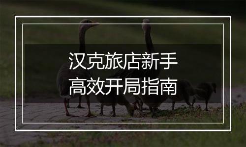 汉克旅店新手高效开局指南