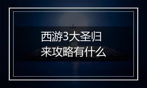 西游3大圣归来攻略有什么