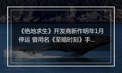 《绝地求生》开发商新作明年1月停运 曾用名《至暗时刻》手游