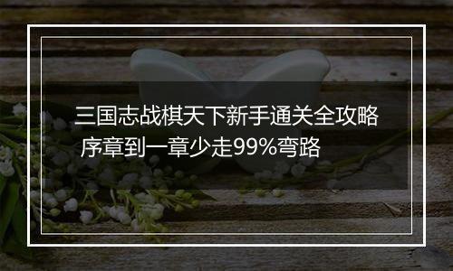 三国志战棋天下新手通关全攻略 序章到一章少走99%弯路