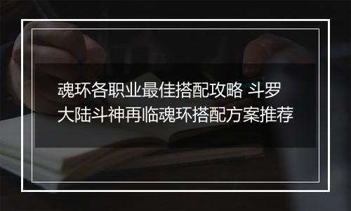魂环各职业最佳搭配攻略 斗罗大陆斗神再临魂环搭配方案推荐