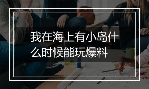 我在海上有小岛什么时候能玩爆料