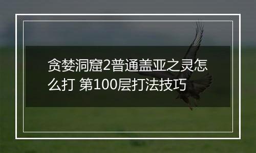 贪婪洞窟2普通盖亚之灵怎么打 第100层打法技巧