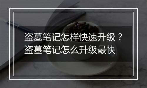 盗墓笔记怎样快速升级？盗墓笔记怎么升级最快