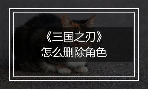 《三国之刃》怎么删除角色